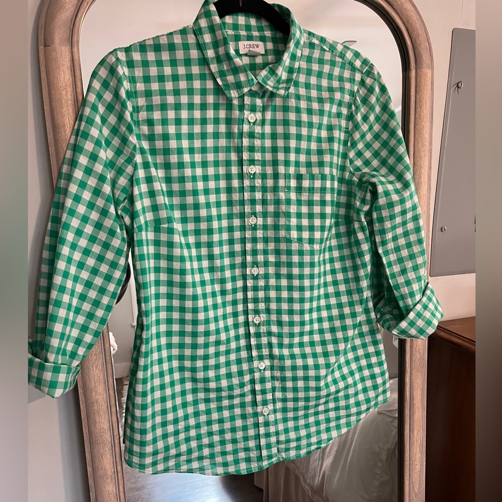 J CREW | Green Gingham Button Down